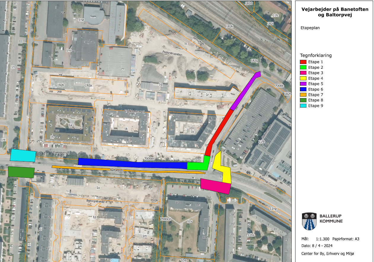 Vejnalæg - etapeplan april 2024